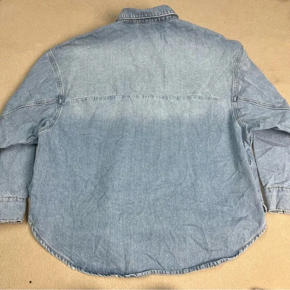 One Teaspoon Shirt womens XS blue denim jean snap front embellished Daria - Picture 10 of 11